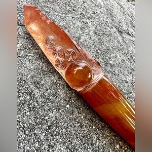 ✨Healing 🌎 Magic✨Carnelian🧡 & Red Hematite Lemurian Quartz Wand